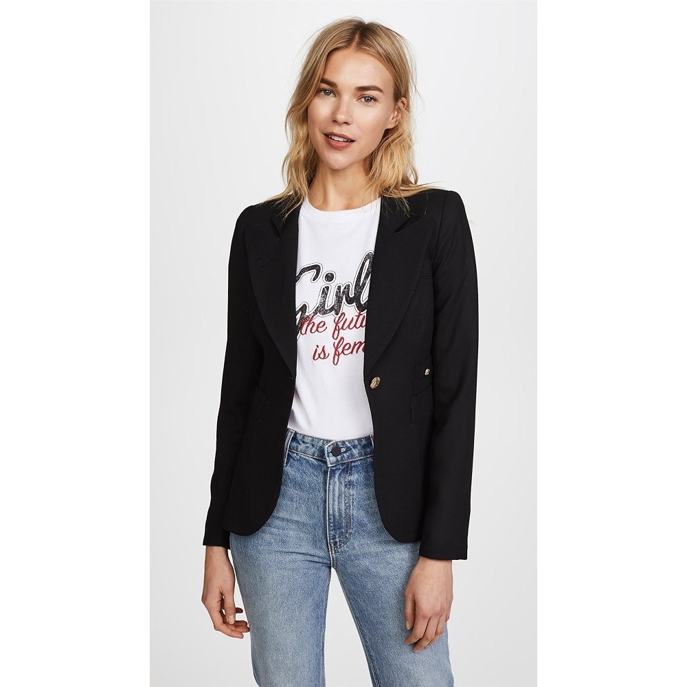 Smythe Wool Classic Duchess Single Breasted Blazer Black Women's Size 10